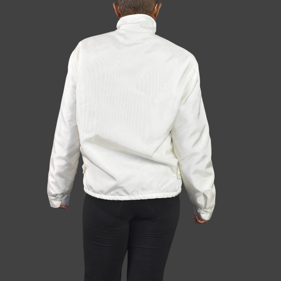 Vintage California White Matte Satin Bomber Jacket Faux Fur 70s Zip Front Small - Picture 2 of 15